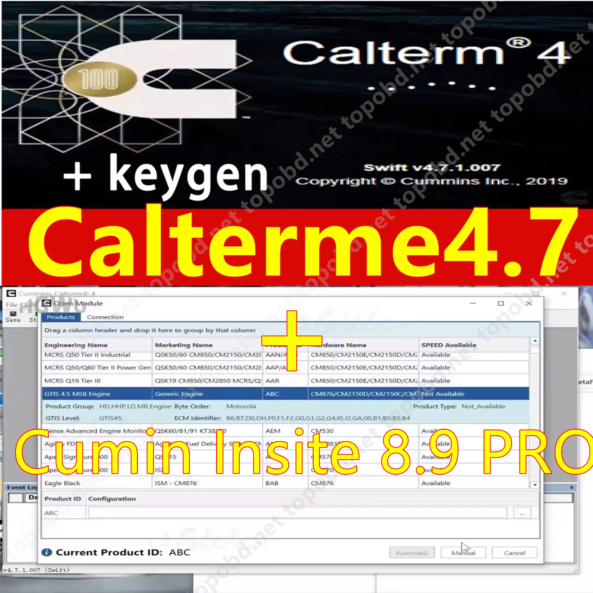

2025 Latest Calterm 4.7 +free registration machine+Cumin Insite 8.9 PRO engine diagnostic software free registration machine