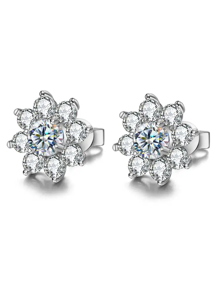 DWJ 0,5 CT Echte Moissanit Diamant Blume Stud Ohrringe für Frauen Original 925 Sterling Silber Täglichen Tragen Party Edlen schmuck – Detail 6