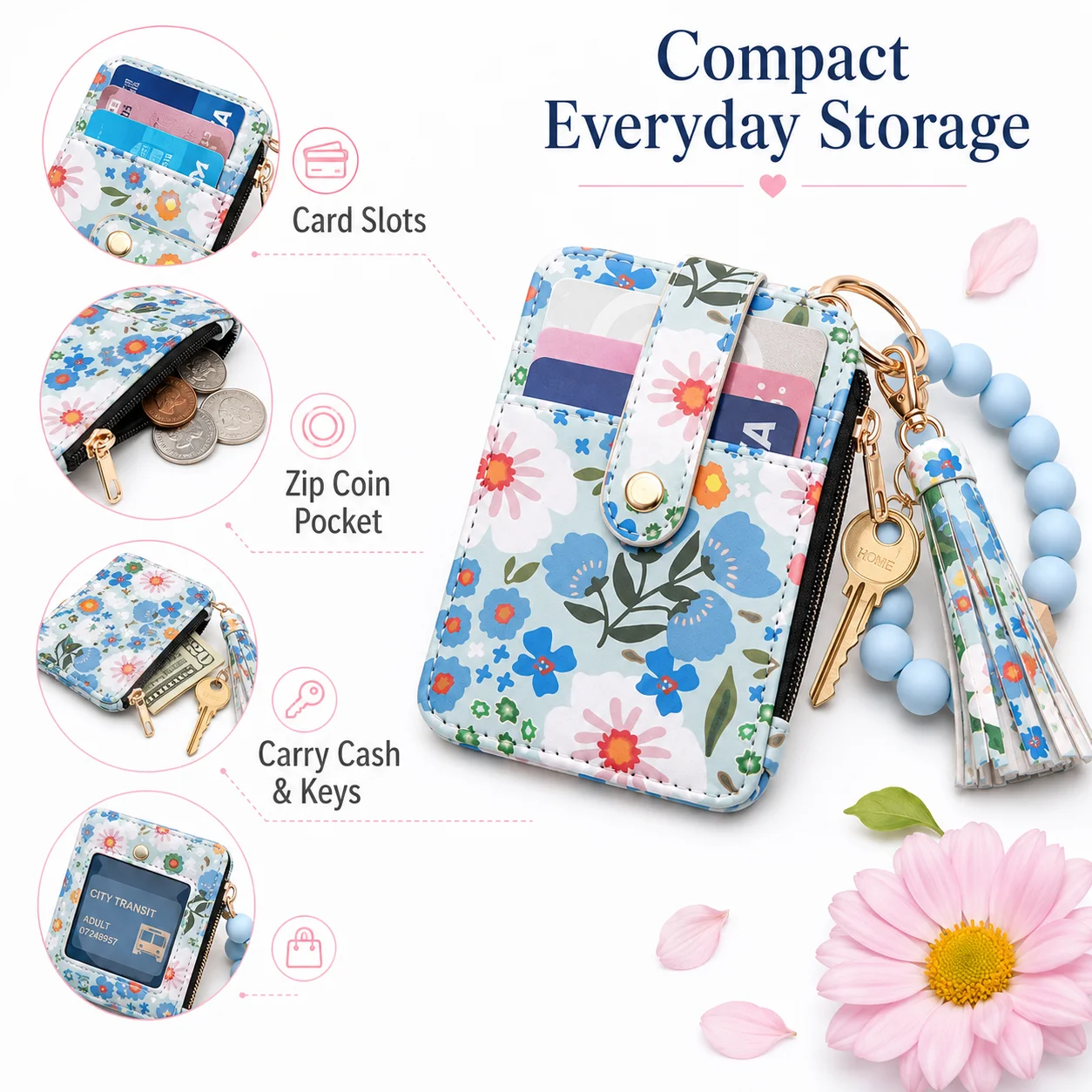 กระเป๋าใส่บัตรประจำตัวหนัง PU - Embroidery Wallet บทวิจารณ์และราคา