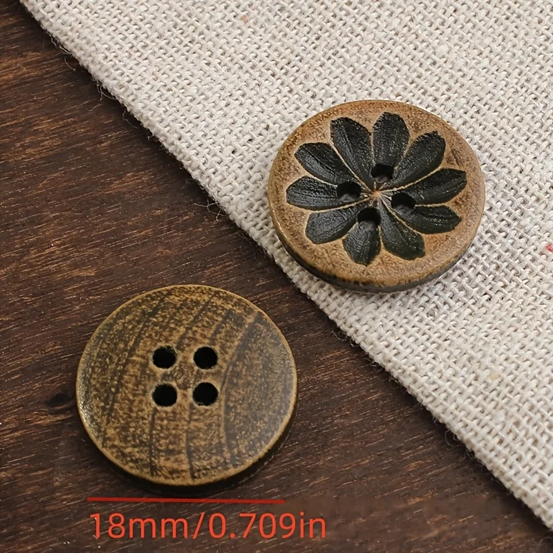 20 قطعة من الأزرار الخشبية البنية الداكنة المستوحاة من الطراز القديم مقاس 18 مم - مثالية للقميص الصناعي والسترة والحرف السترة #4