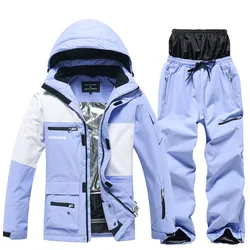 New Men Women Skiing and Snowboard Overalls Ski Suit Winter Thermal Waterproof Windproof Mountain Snowsuit Jacket and Pants Set