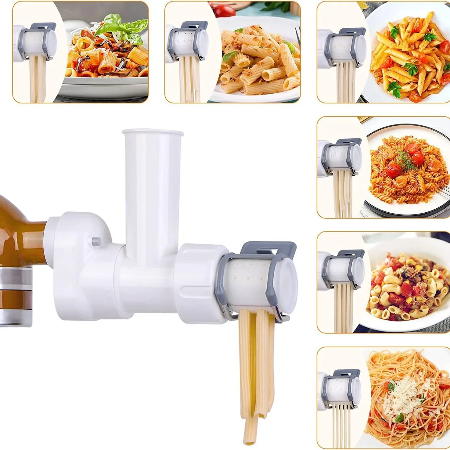 

Форма для пасты, используемая с вертикальным миксером KitchenAid, позволяет приготовить различные виды пасты, такие как спагетти и макарон.