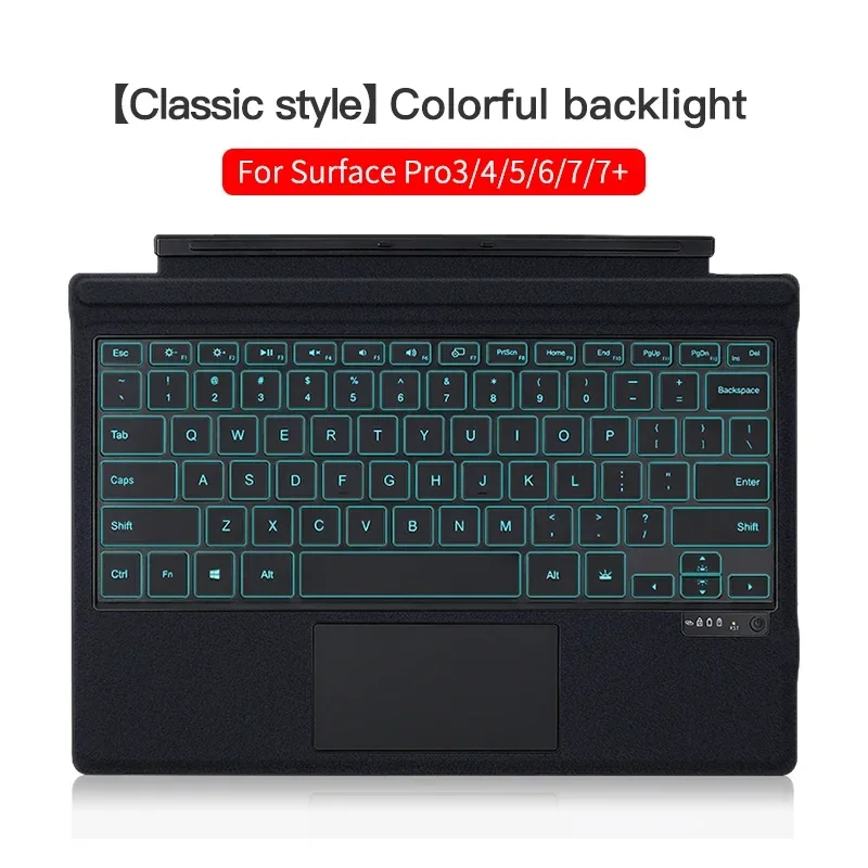 US/EU Wireless Tablet Keyboard for Microsoft Surface Pro 7 Plus 6 5 4 3 Go 1 2 3 with Colorful Back Light Trackpad Laptop