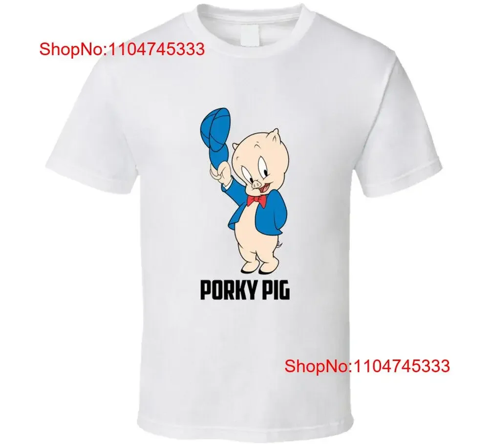 Porky Pig personaje de dibujos animados Cool Fan camiseta vintage lavado cómodo suave Top para uso diario streetwear gráfico versátil