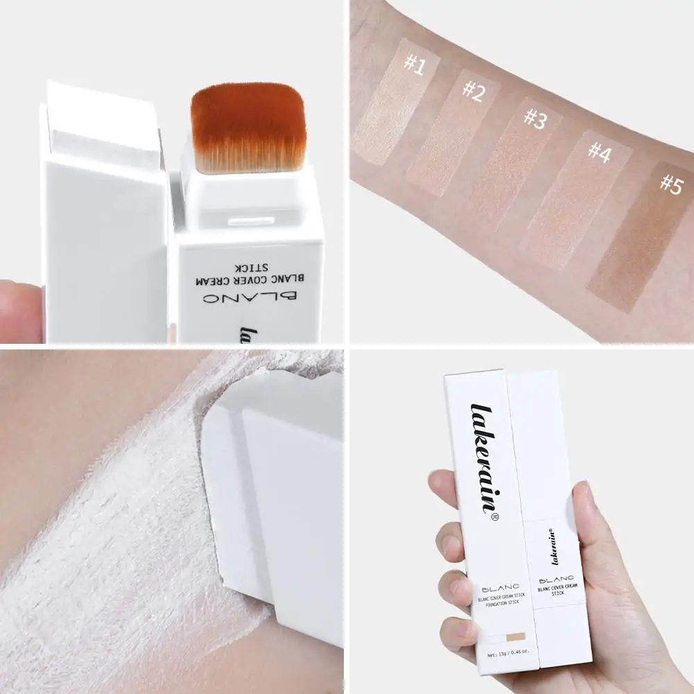 Color Changing White Foundation Concealer Stick Blanca Korean Makeup Base Natural Foundation High Coverage Face Color Corrector