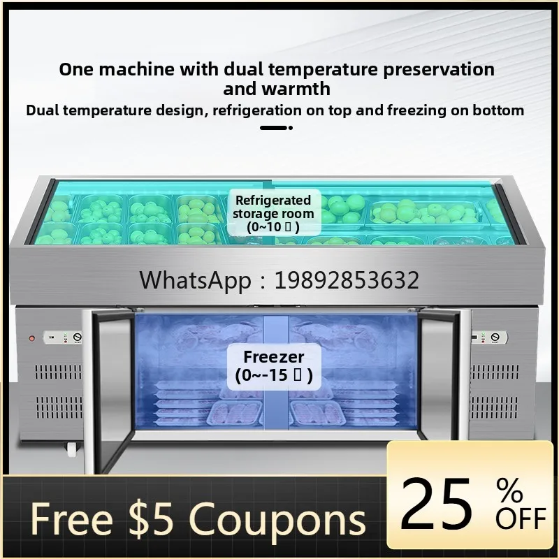 

ZZ Fruit Salad Display Cabinet Refrigerated Ice Counter Commercial Stainless Steel Fruit Cutting Refrigerated Pickled Vegetables