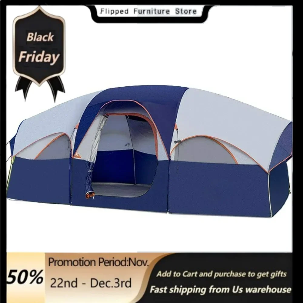 Tent 8 Person Camping Tents, Weather Resistant Family Tent,  Divided Curtain for Separated Room, Portable with Carry Bag