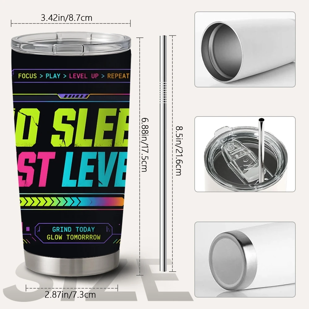 Retro Pixel Gaming Vacuum Flasks 20oz Stainless Vacuum Insulated Shopping Leakproof Daily Commute Gift&Travel