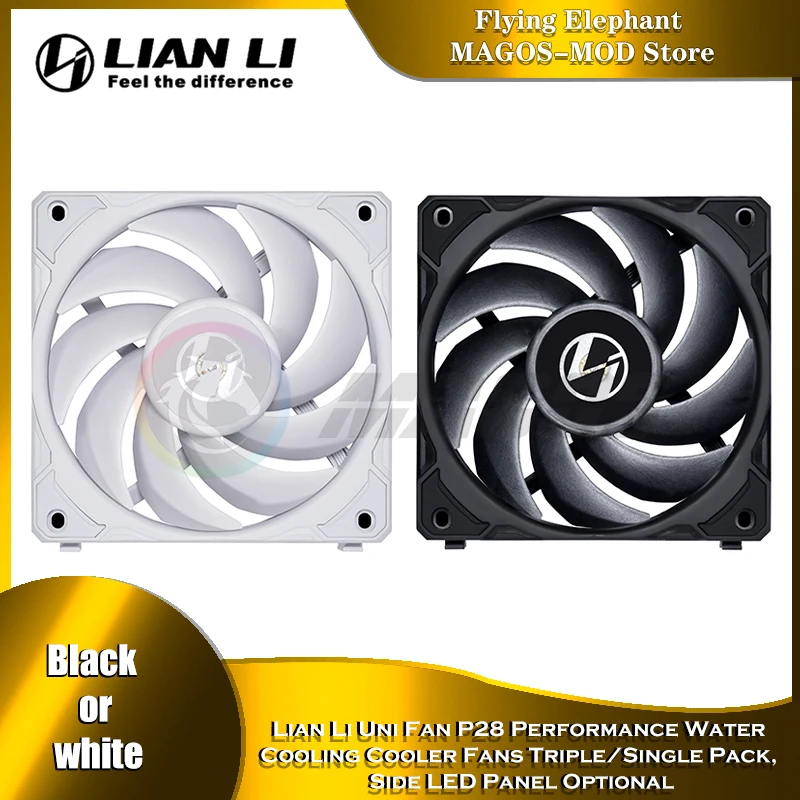 Lian Li Uni Fan P28 Performance Water Cooling Cooler Fans Triple/Single Pack, Side LED Panel Optional