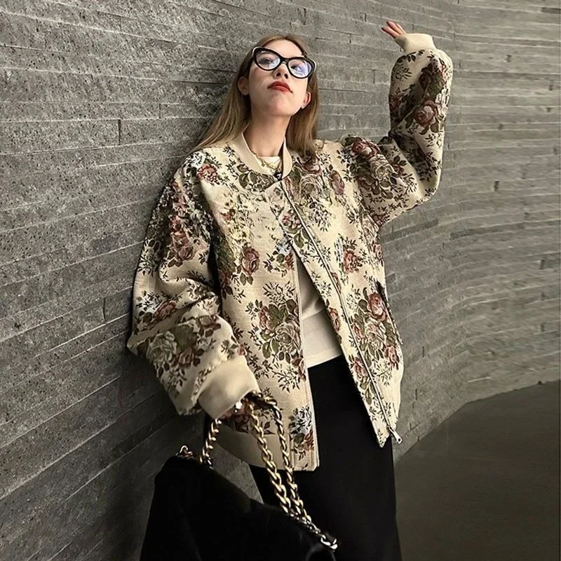 

Короткая куртка высокого класса, жареная уличная весенне-осенняя нишевая одежда, дизайн корейской бейсбольной куртки в ленивом стиле, женская