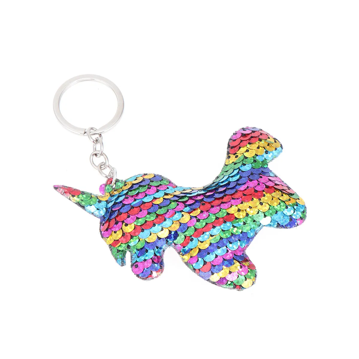 2Pcs Colorful Unicorn Keychains Double-Sided Flip Sequin Design Shimmering Key Holder for Daily Use Travel Party Decoration Gift