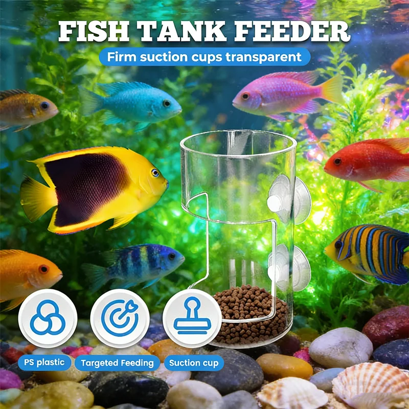 NEW Acrylic Fish Feeder with Suction Cup​ Design Feeding Tub