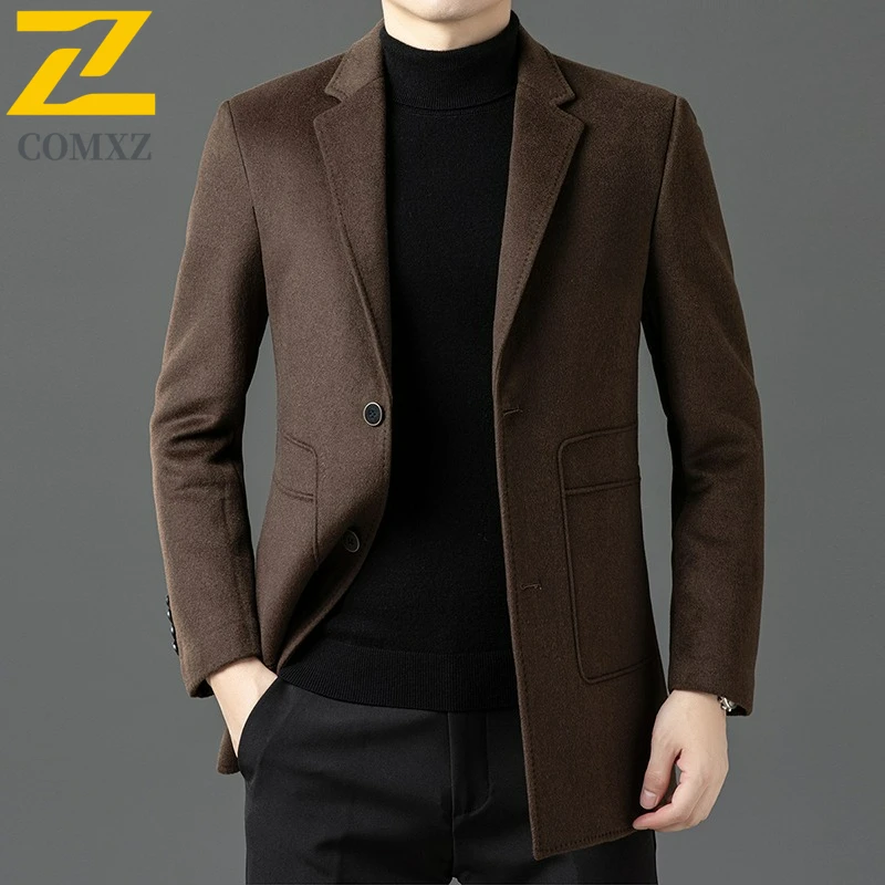 

Luxurious Double Faced Wool Overcoat Men 2025 Autumn New Fleece Lined Warm Coats Premium Travel Thickened Classic Long Coat