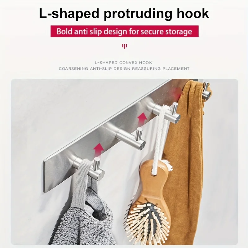 Edelstahl 3M Selbstklebende Haken Klebende Wand- und Türhaken Rostfreier Handtuchhalter, Kleider- und Mantelaufhänger – Detail 3