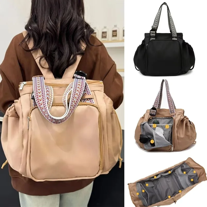 Women Sport Versatile Backpack Gym Yoga Fitness Bag Large Drawstring Handbag Shoulder Tote Outdoor Shopping Mommy Bag