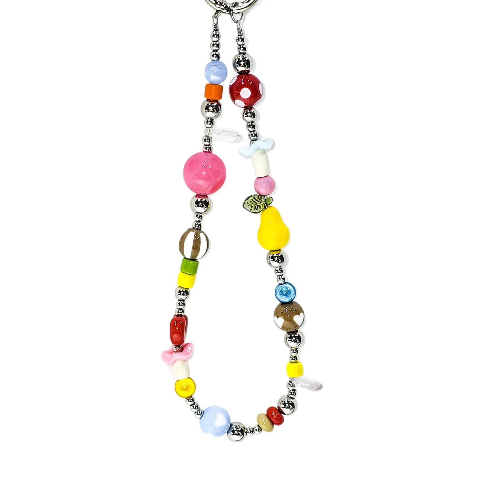 Nieuwe handgemaakte fruit kralen mobiele telefoon ketting Niche kinderen leuke kleur CCD cameraketen tas sleutelhanger anti-drop accessoires