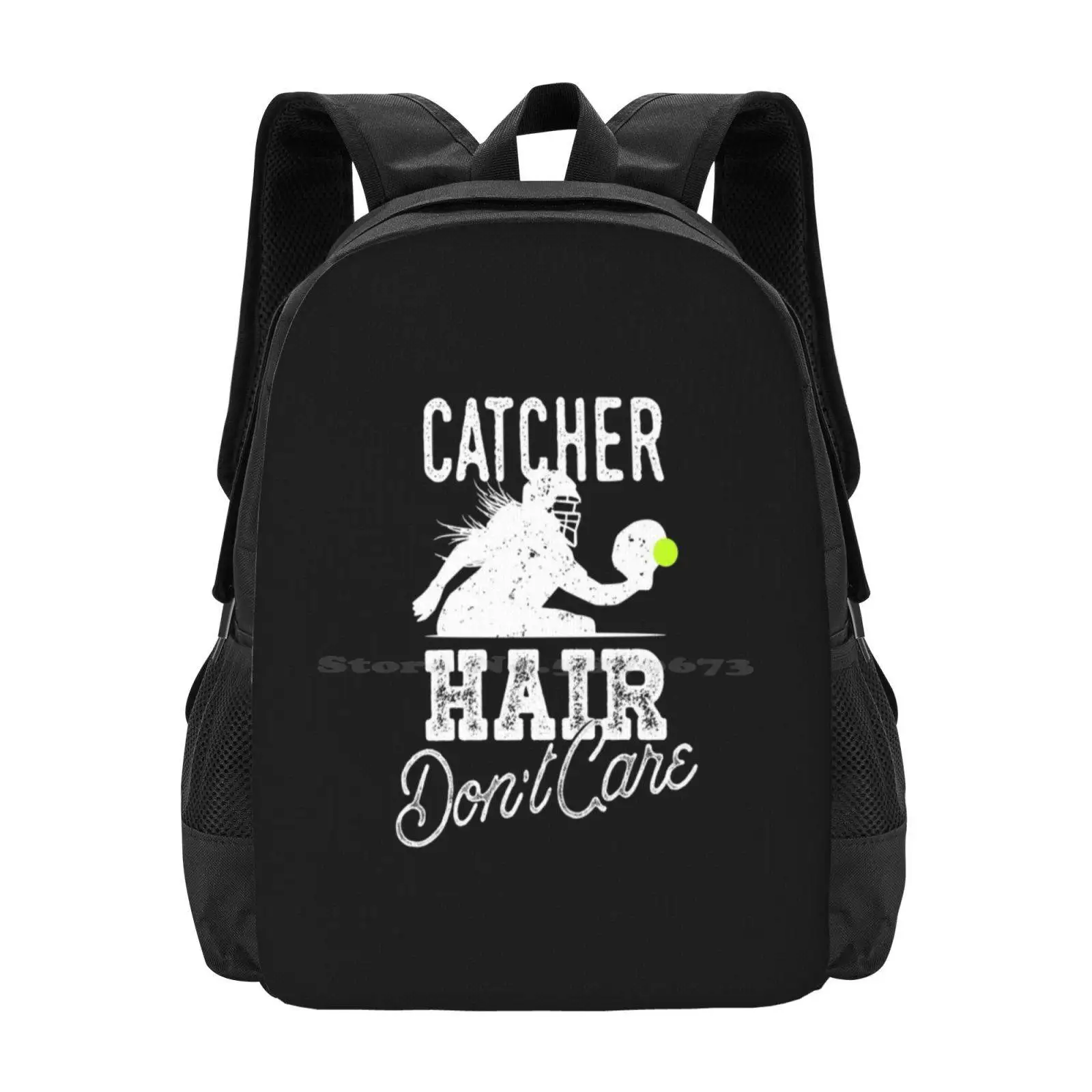 Catcher Hair Don'T Care Softball Gift Hot Sale Backpack Fashion Bags Baseball Catcher Fast Pitch Softball Softball Coach