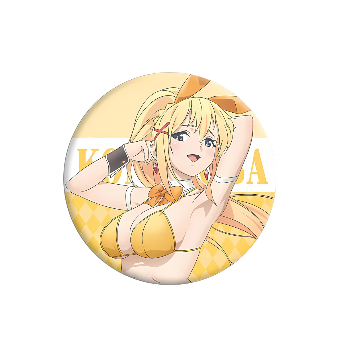 58mm Anime KonoSuba Satou Kazuma Aqua Mequmin Cosplay  Pin SPTE Tinplate Brooch﻿ Prop Gilf