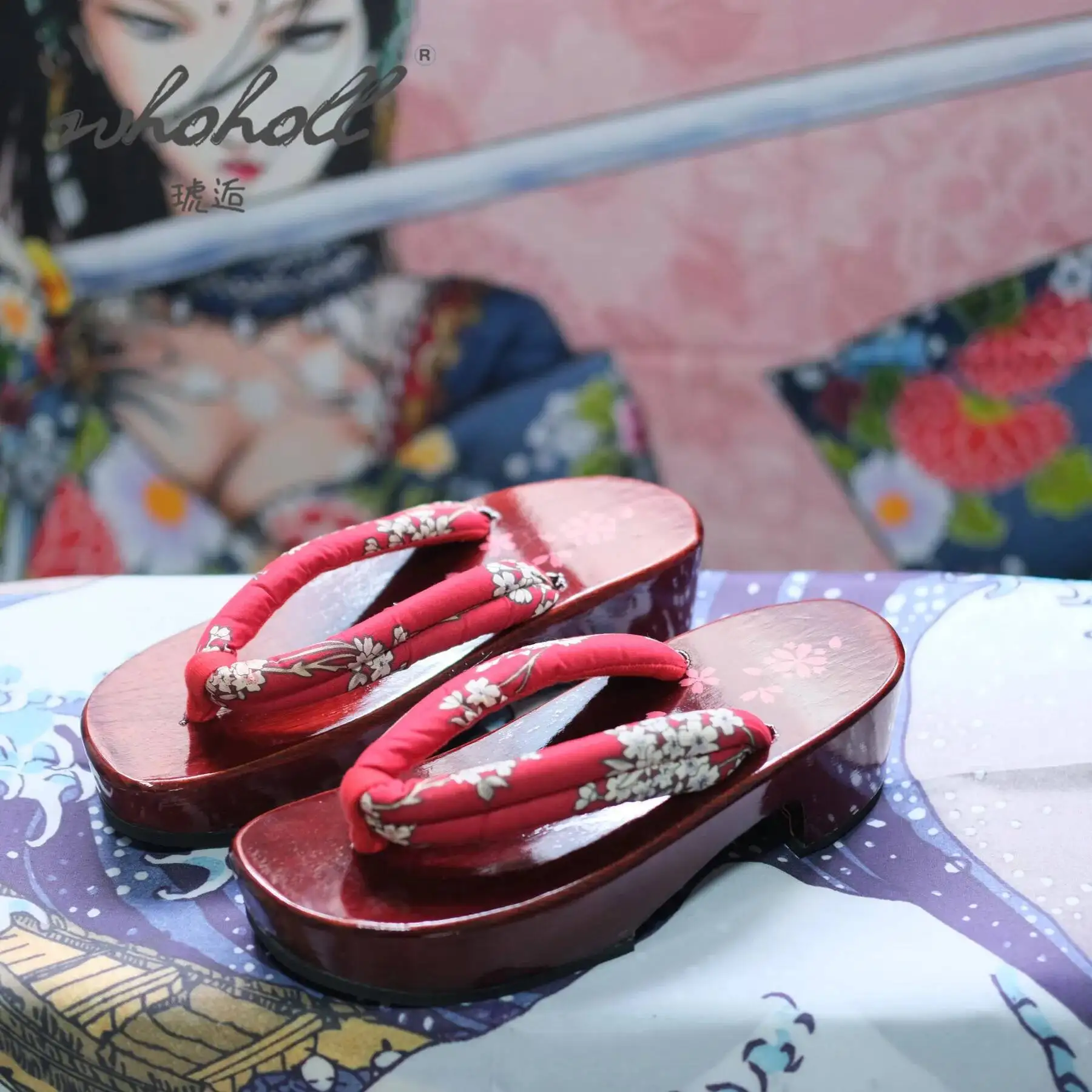 Tamancos japoneses femininos chinelos de madeira geta sandálias anime coplay sapatos flip flops sola grossa chinelos tamancos de madeira sapatos