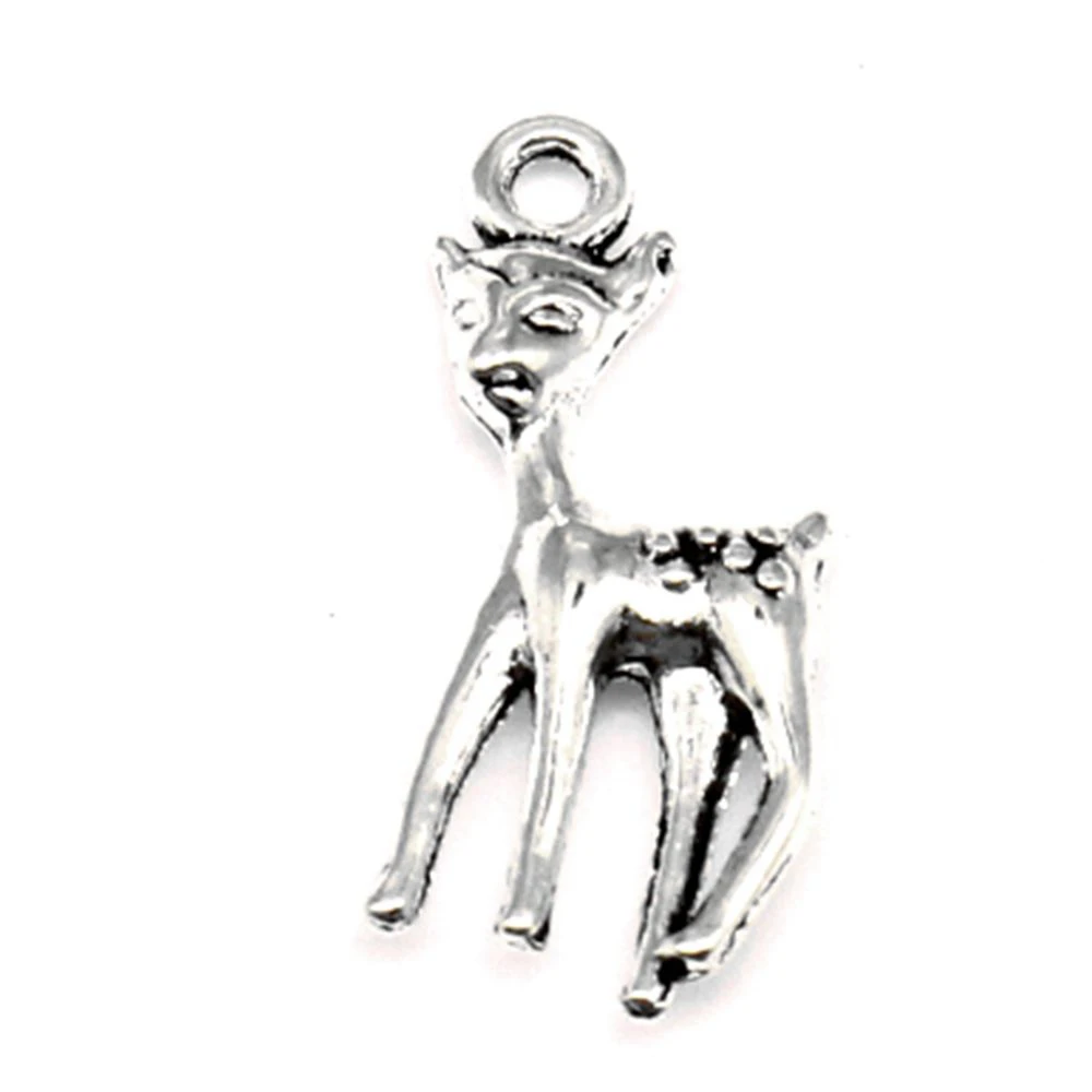 100pcs Wholesale Jewelry Lots Deer Charms Pendant Supplies For Jewelry Materials 10x24mm