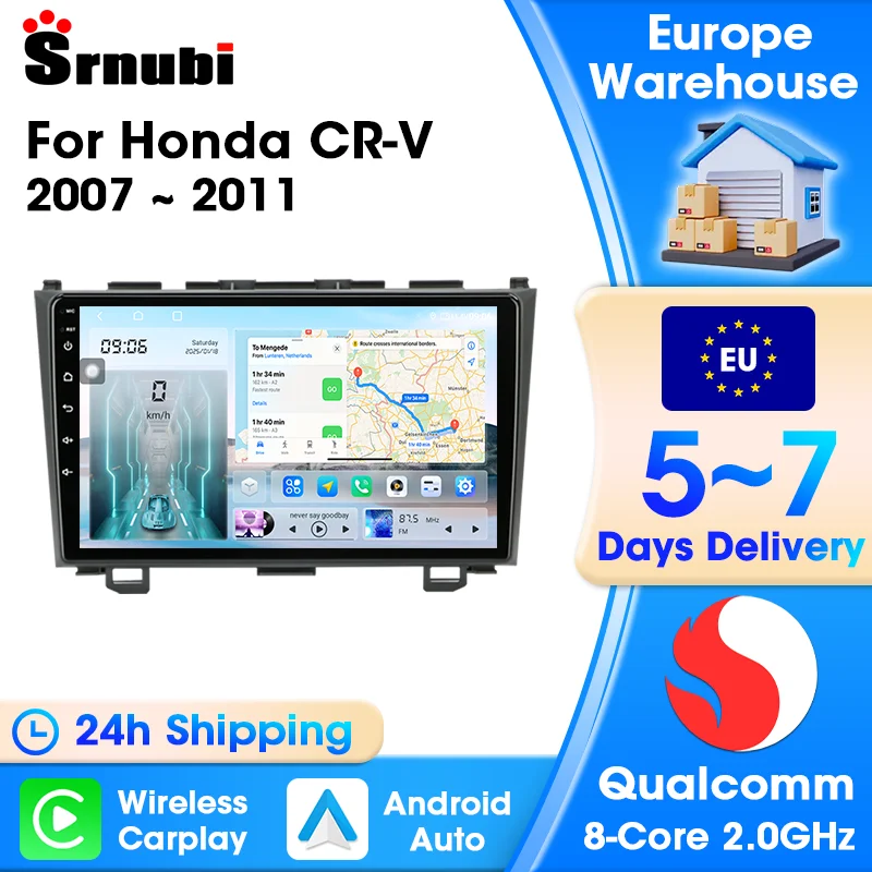 Wireless Carplay Android Auto Car Radio For Honda CR-V 3 RE CRV 2007-2011 Multimedia Player Navigation GPS DVD Head Unit Stereo