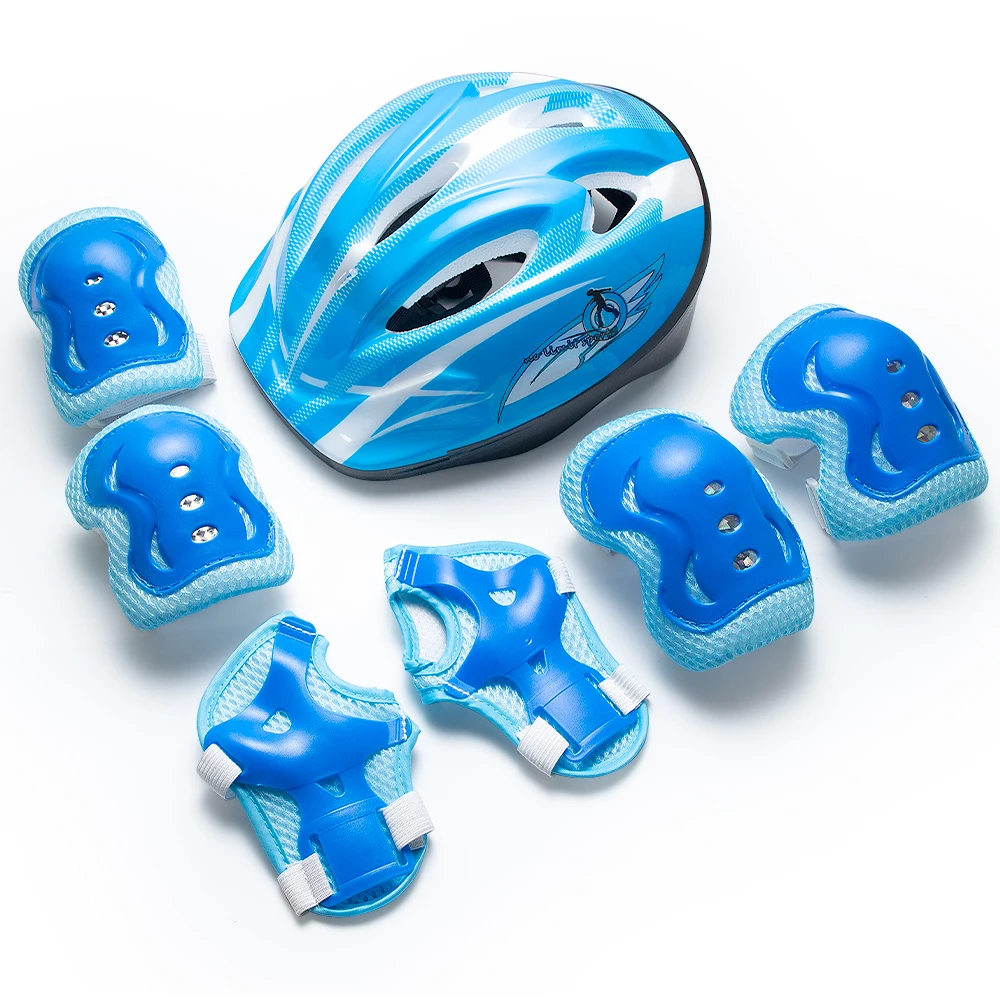 7 Teile/satz Roller Skating Kinder Junge Mädchen Schutzhelm Knie Ellenbogen Pad Sets Radfahren Skate Fahrrad Roller Schutz Sicherheit Schutz – Detail 3