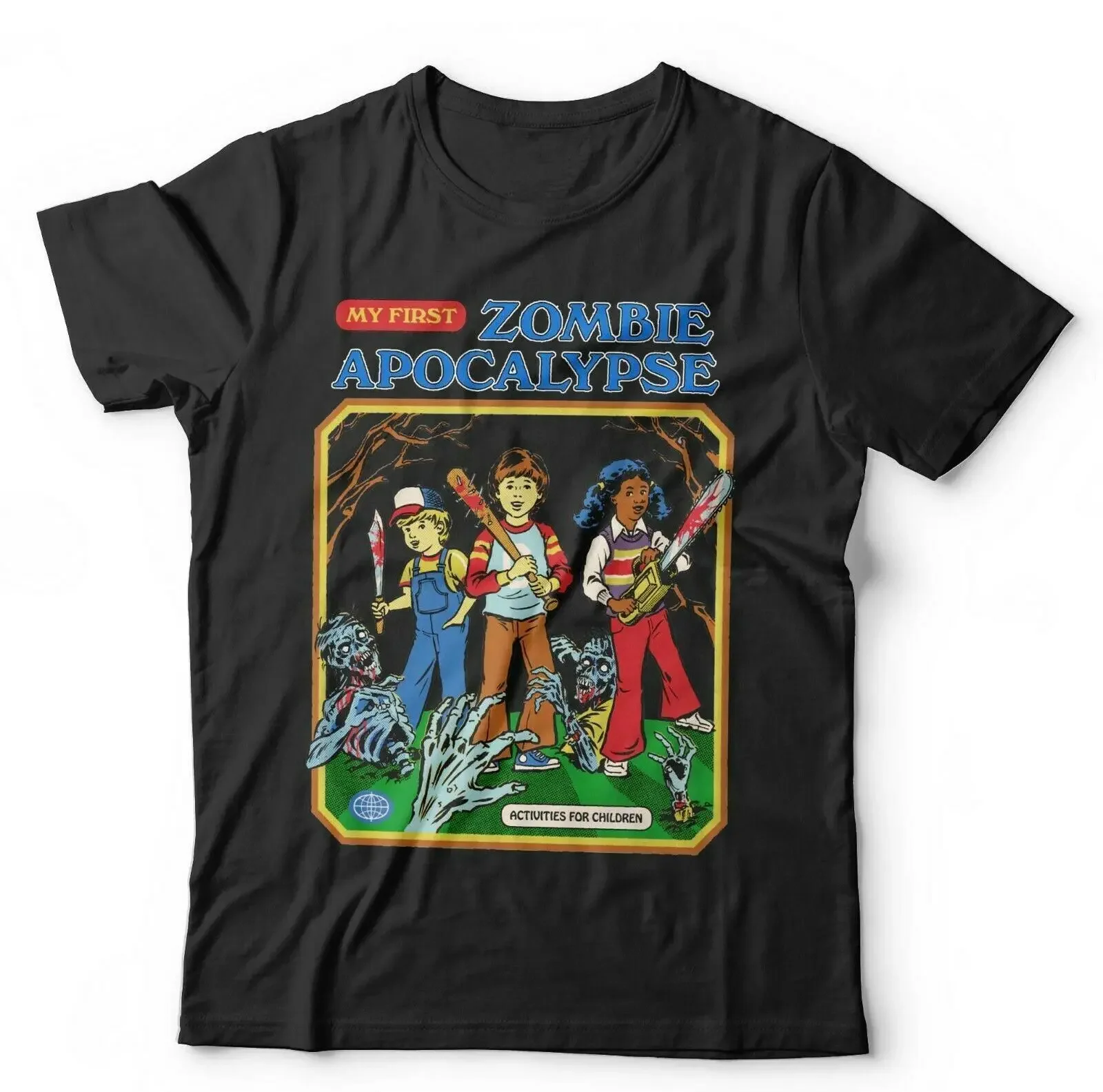 

Футболка My First Zombie Apocalypse, унисекс и дети, забавные, с героями мультфильмов, ретро, винтажные футболки унисекс для мужчин и женщин, летние футболки из хлопка L