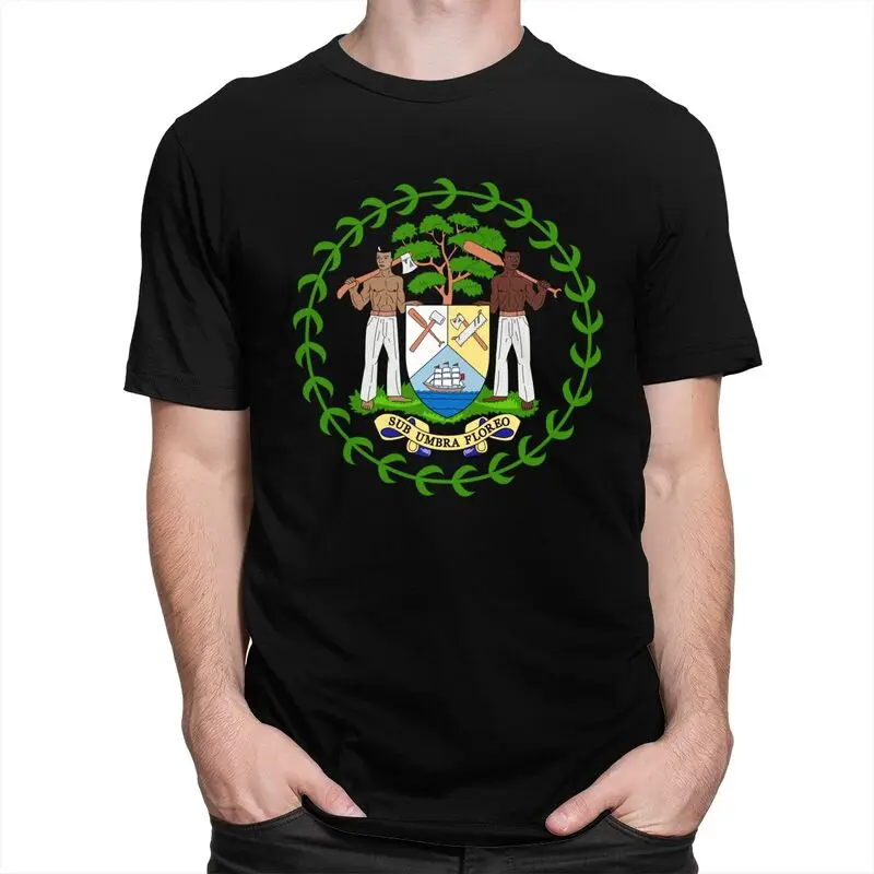 Trendy Coat Of Arms Of Belize T Shirt Men Short Sleeve Soft Cotton T-shirt Summer Tee Tops Streetwear Tshirt