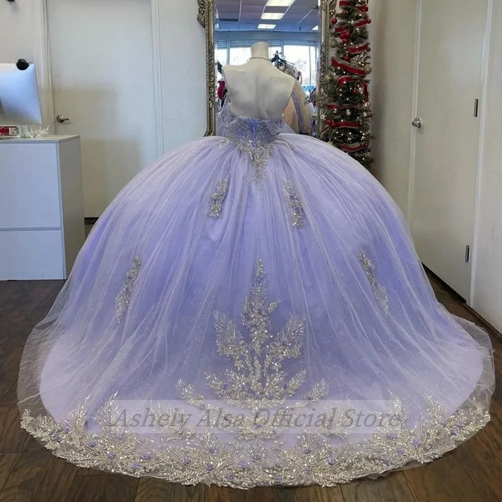 Реальное изображение Золушка Принцесса Сиреневое платье принцессы Quinceanera 2024 Цветочная аппликация Vestidos De 15 лет платье для выпускного вечера