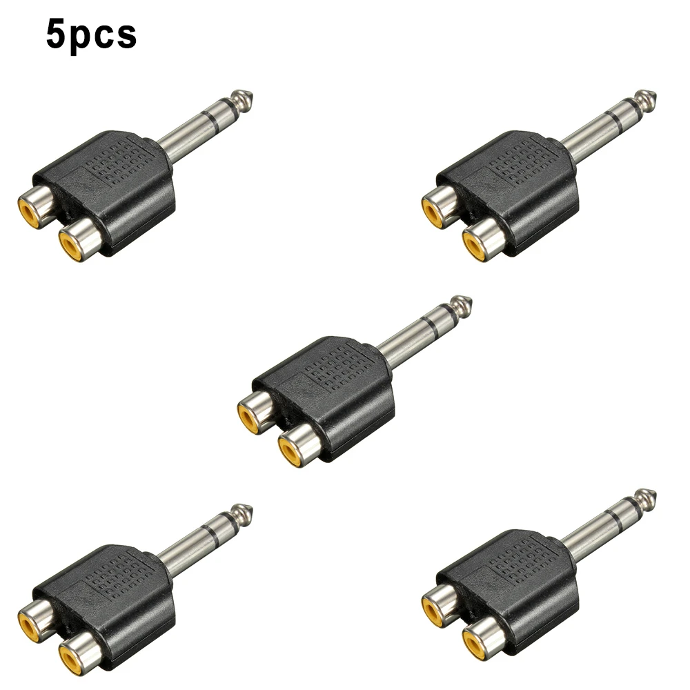 

6.35mm 1/4 inch Male Stereo to 2 Dual RCA Female Y Splitter Audio Adapter Converter 5PCS