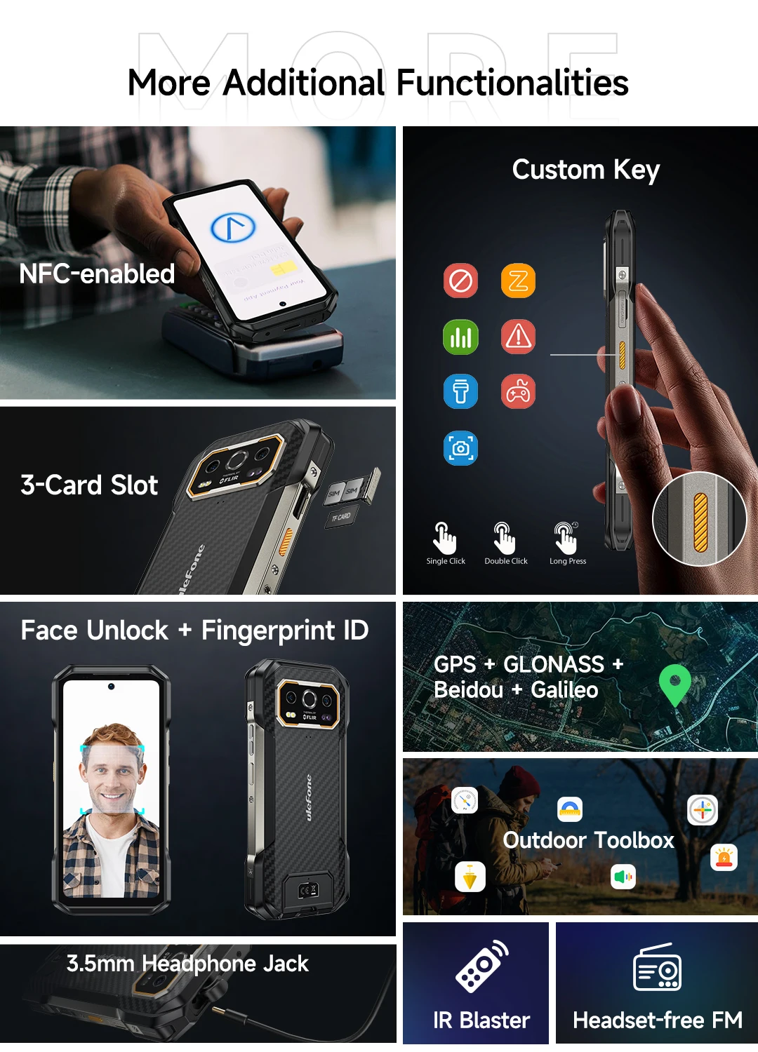 Ulefone Armor 27T+ 4G THERMAL BY FLIR® Rugged Phone 10600mAh Up to 24GB+256GB 6.78"FHD 120Hz Night Vision Android 15 Smartphone