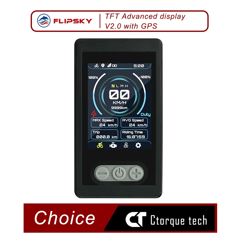 

Flipsky TFT Усовершенствованный дисплей V2.0 с функцией GPS IP65 водонепроницаемый для Ebike CTORQUE