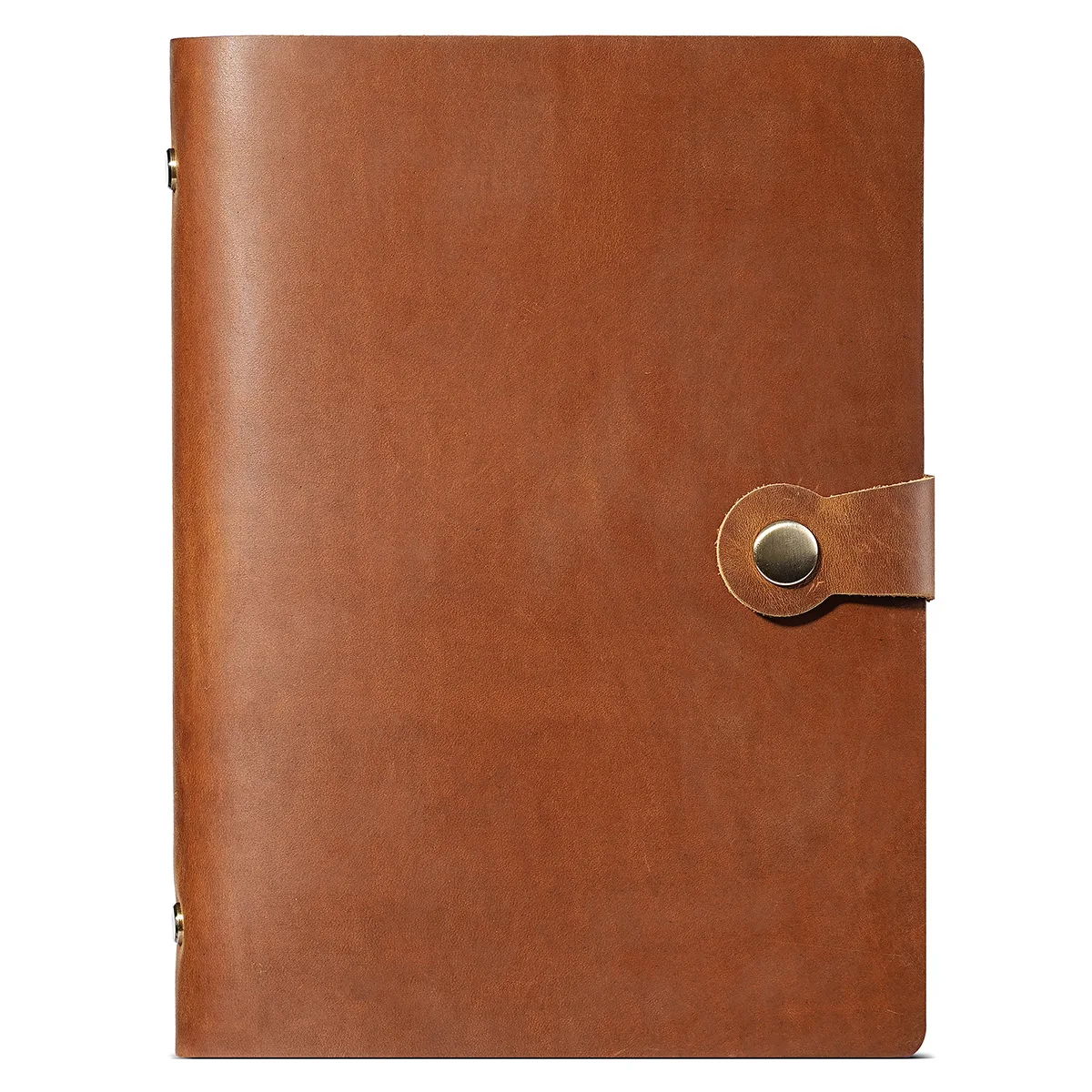 A5 6-Hole Refillable Leather Journal Top Grain Cowhide Notebook with 4 Inner Refill Styles Lined Grid Dotted and Blank Paper