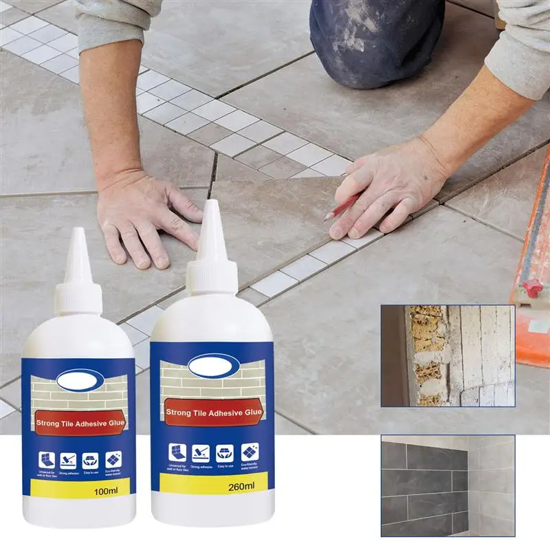 100/260ml Tile Glue Strong Adhesive Tile Gap Repair Agent Waterproof Crack Filling Bathtub Mending Glue Home Bathroom Caulk