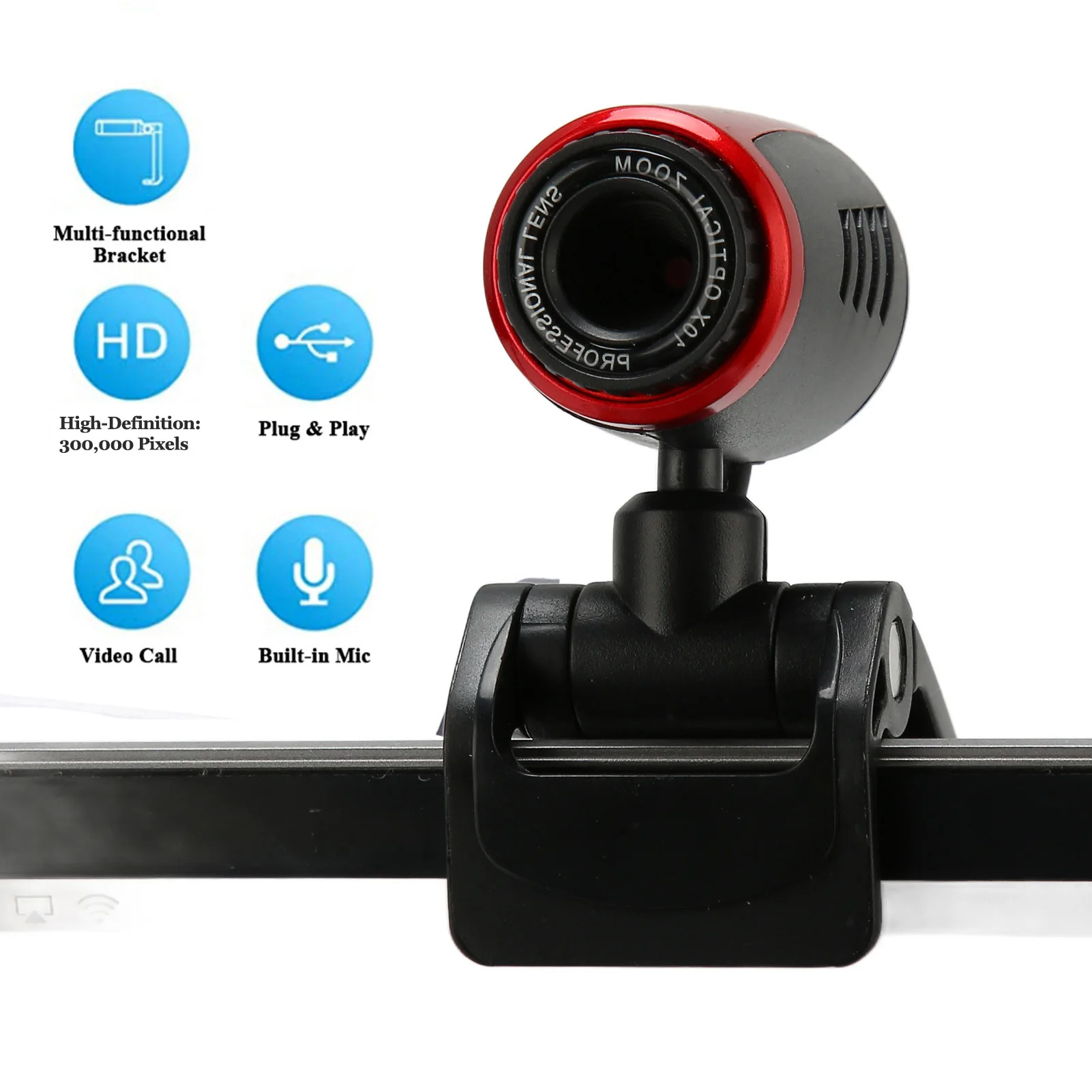 Cámara de escritorio Cámara web USB Cámara web USB2.0 con micrófono Cámara web HD Cámara web de 360 grados para computadora PC portátil para Skype / MSN