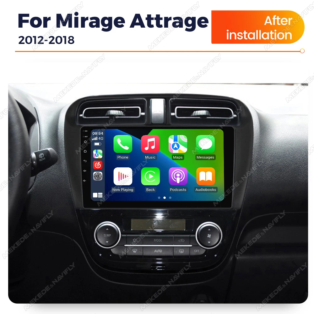 NaviFly Android 14 Car Radio 2G+32G Wireless Carplay For Mitsubishi Mirage Attrage 2012 - 2018 Navigation GPS Intelligent System