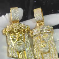 Hip Hop Style Bling Iced Out Diamond Jesus Pendant Jewelry Gold/Silver Plated Jesus Religious Christian Faith Pendant For Gift