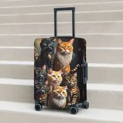 Gatos Kawaii Mala Capa, Animal Print Colorido, Prático Protetor Caso Bagagem, Férias, Cruzeiro, Viagem