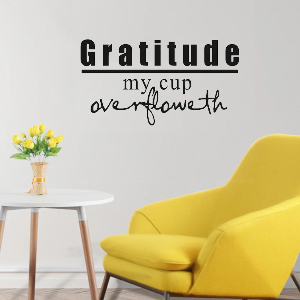 

PVC Gratitude My Cup Words Sticker Wall Decal for Bedroom Living Room Easy Apply Remove No Residue Words Sticker