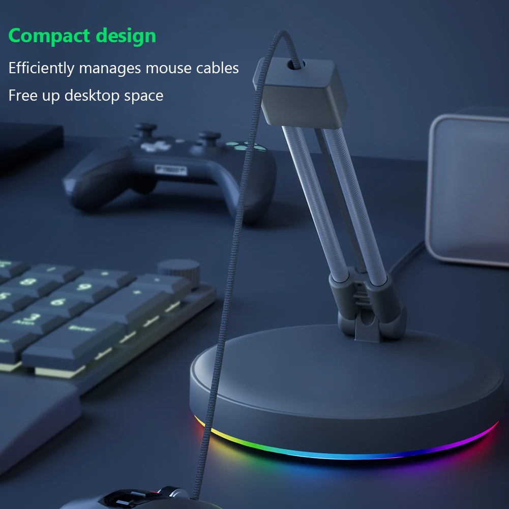 

RGB-зажим для мыши, шнур для мыши, противоскользящие ножки, держатель для кабеля мыши с кабелем Type-C, защита от намотки, для киберспорта, игр FPS