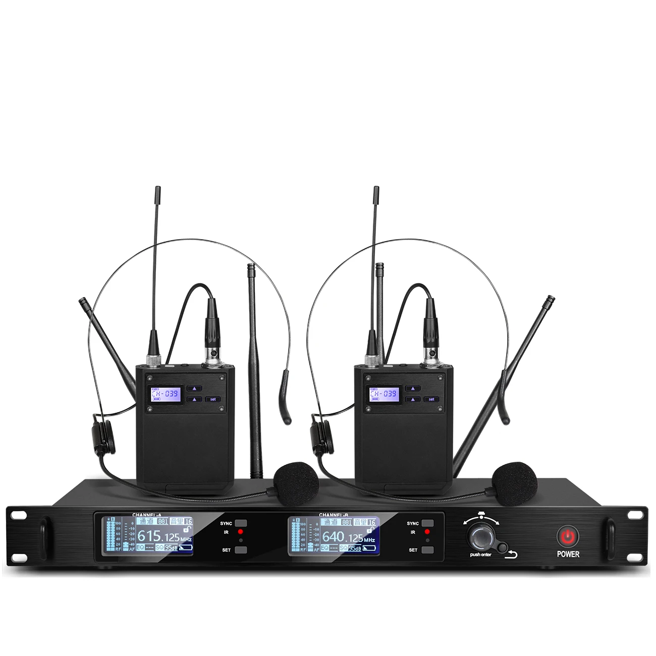 

OEM Biner DR80A UHF 2 Channel Noise Cancelling Wireless Headset Microphone For Teaching Stage Performance