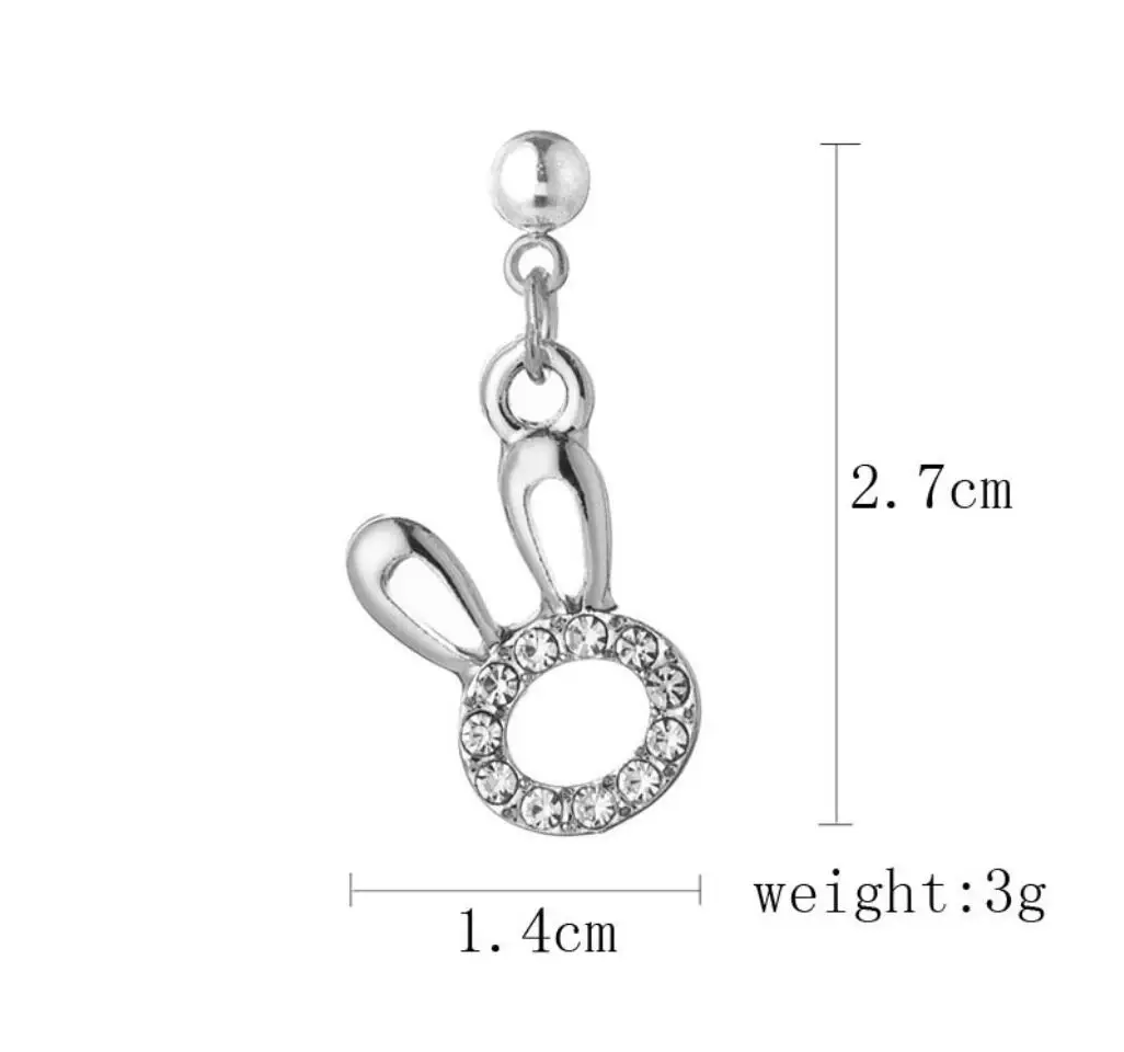 1 par de pendientes colgantes con colgante de conejo de cristal a la moda para mujer, pendientes exquisitos y bonitos de animales, fiesta coreana para chica F1624
