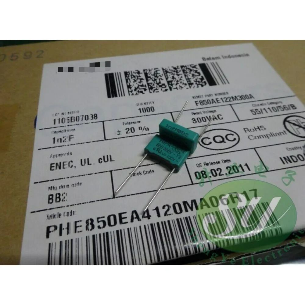 

20PCS 0.0012uf/300vAC 1.2nf 1200pf 1n2 122 brand-new 10mm film capacitor PHE850EA4120MA