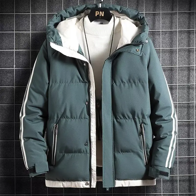 2024 Autumn Winter Down Jacket Men\'s Fashion Hooded Zipper Warm Parka Coat High-Quality Outdoor Cold Proof Cotton Coat 5XL-M