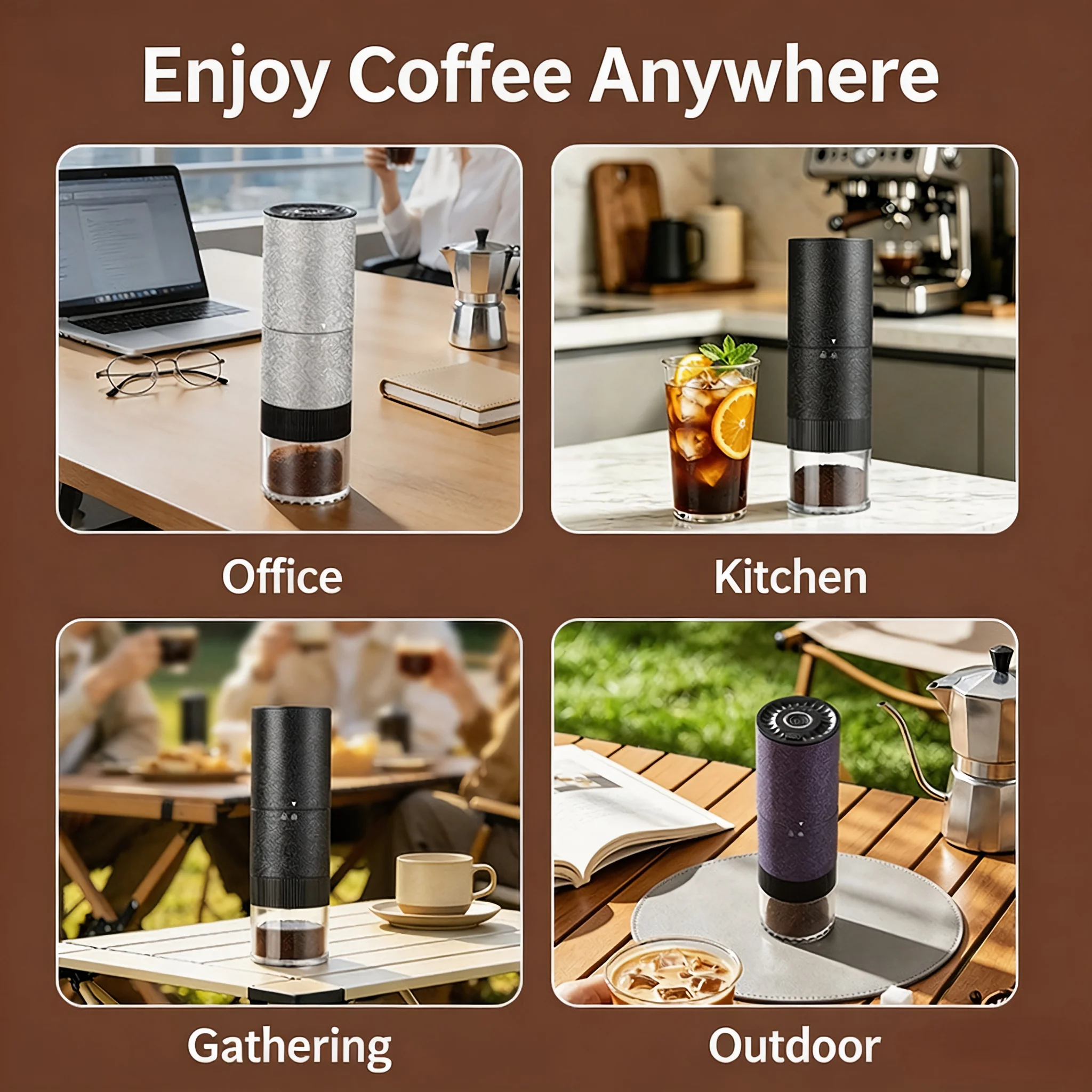 NEXBOR STREAM 2026 New Upgraded Portable Electric Coffee Grinder with 420 Stainless Steel Burrs - 40 Adjustable Grind Settings