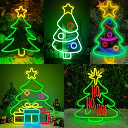 Choinka Neon Sign Xmas Trees LED Neon Light Sign Dekoracja pokoju do dekoracji ścian Znak LED z ściemniaczem do sklepu domowego