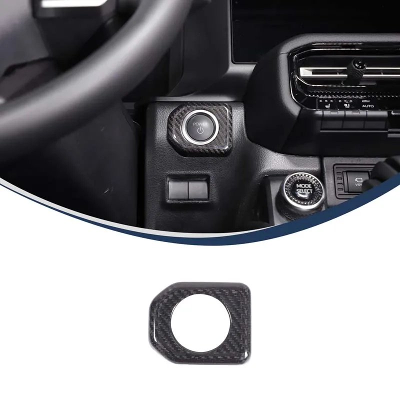 Car One Click Key Frame Trim Real Carbon Fiber Start Stop Button Frame Decorative For Toyota Land Cruiser Prado LC250 2024-2026