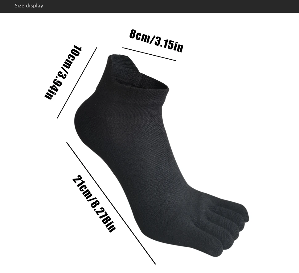 1/4 Paar Baumwoll-Zehen-Bootssocken für Herren, solides Kompressionsnetz, atmungsaktiv, schweißabsorbierend, Sport, Fitness, lässig, 5-Finger-Söckchen – Detail 2