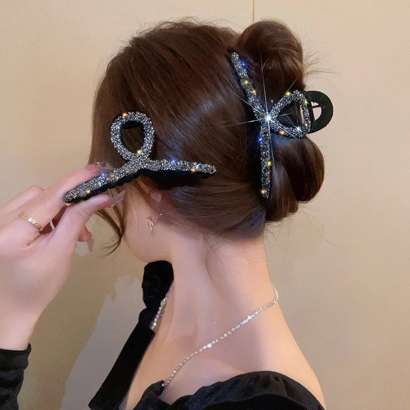 New Hair Accessories Rhinestone Geometric Grabbing Hairpin Girl Ponytail Fixed Big Hairband Fashion Hairpin Headwear