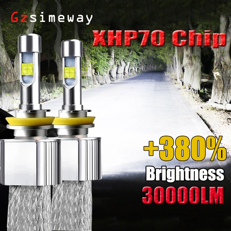 2PCS Car Light H7 LED H4 H11 9005 HB3 9006 HB4 9012 D2S D2H H13 9004 LED Headlight Bulbs 6000K XHP70 120W 30000LM Auto Fog Lamp